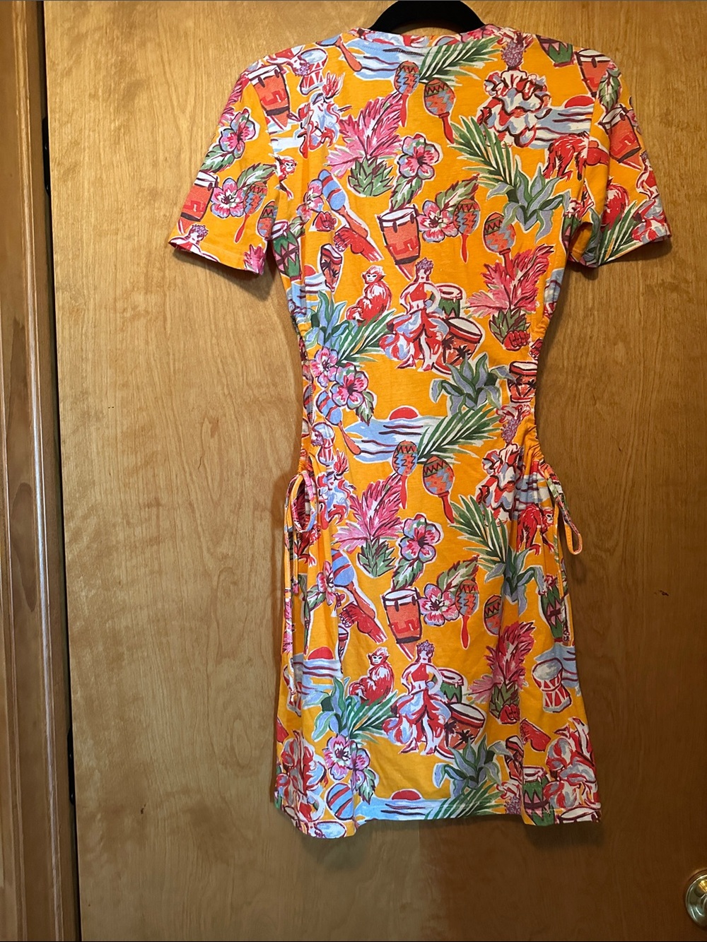 Zara Women’s Orange Tropical Print Short Sleeve Mini Dress -Size Small - Picture 7 of 7